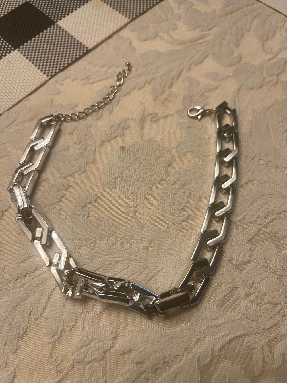 Silver Geometric Link Necklace - Women's Accessory